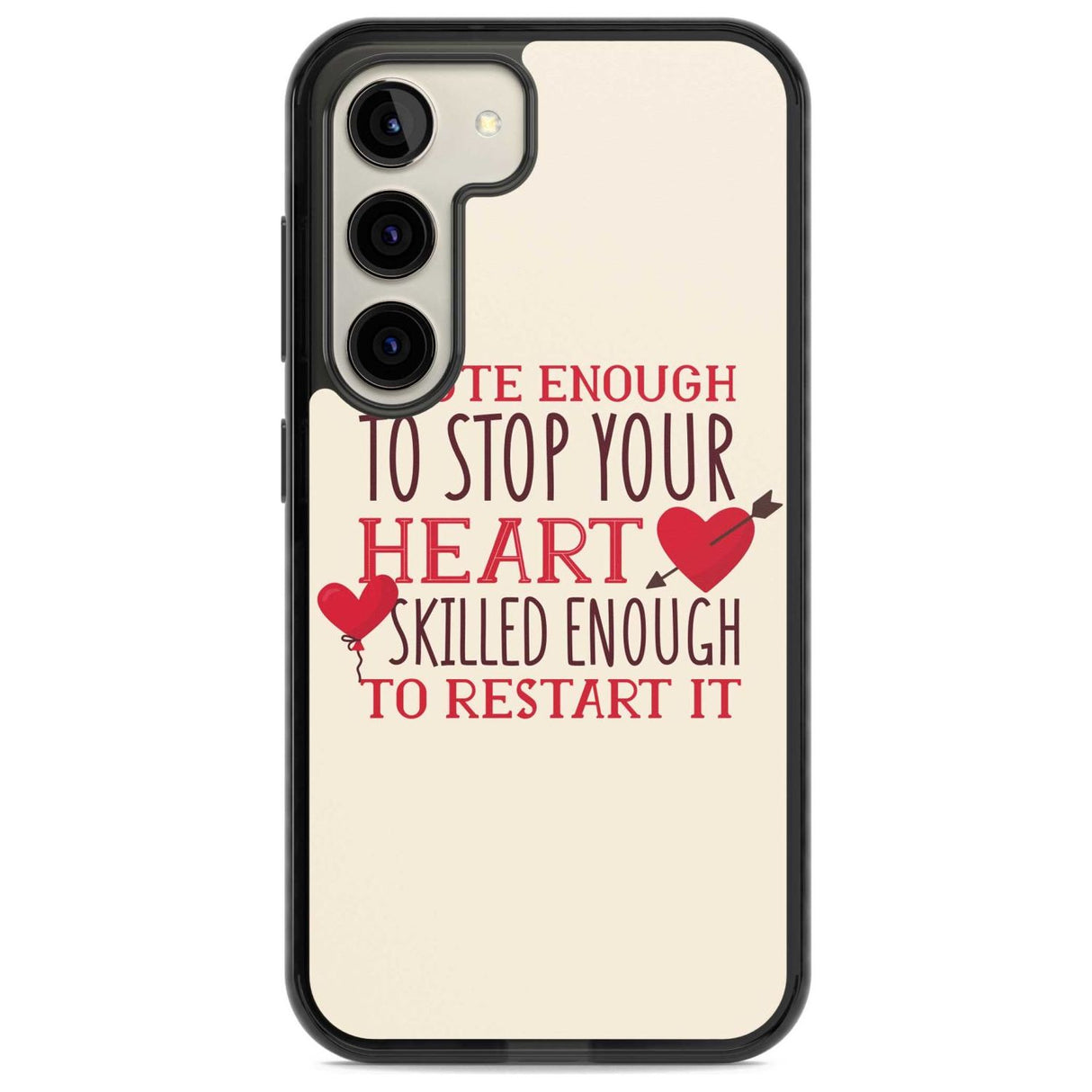 Medical Design Cute Enough to Stop Your Heart Phone Case Samsung S22 / Black Impact Case,Samsung S23 / Black Impact Case Blanc Space