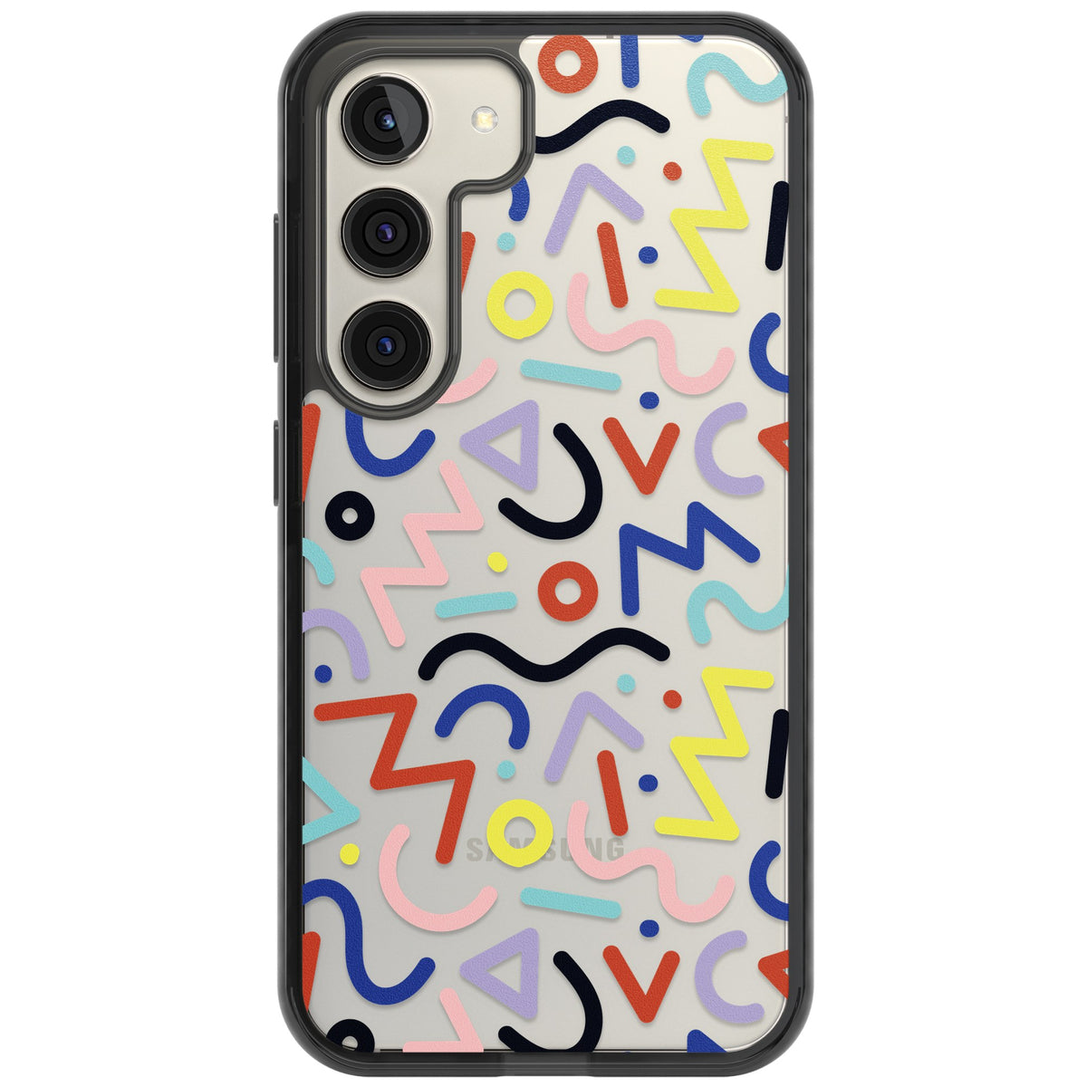 Memphis Retro Pattern Samsung S22 / Samsung S22 Plus / Samsung S23 / Samsung S23 Plus / Samsung S24 / Samsung S24 Plus Impact Black Phone Case front