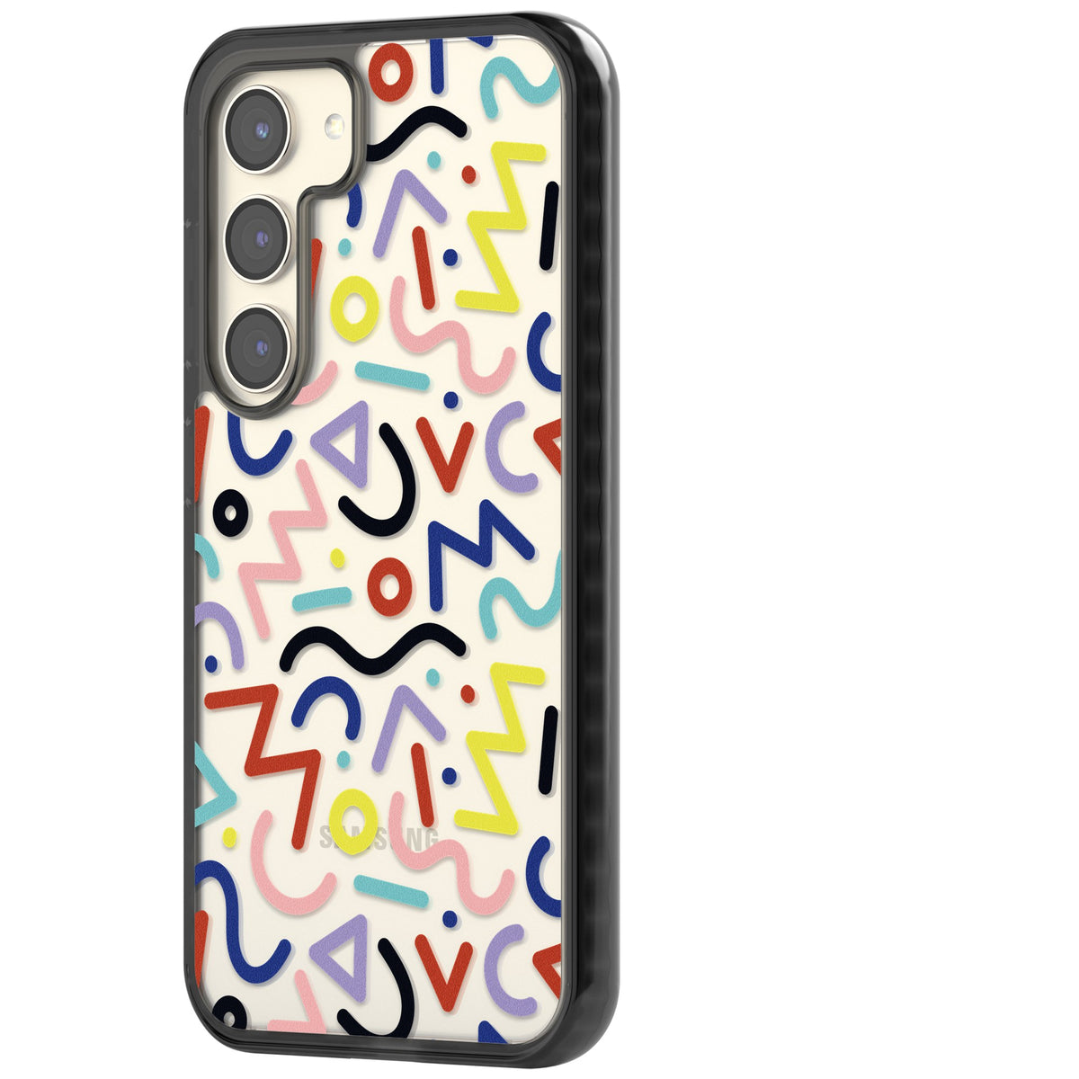 Memphis Retro Pattern Samsung S22 / Samsung S22 Plus / Samsung S23 / Samsung S23 Plus / Samsung S24 / Samsung S24 Plus Impact Black Phone Case side