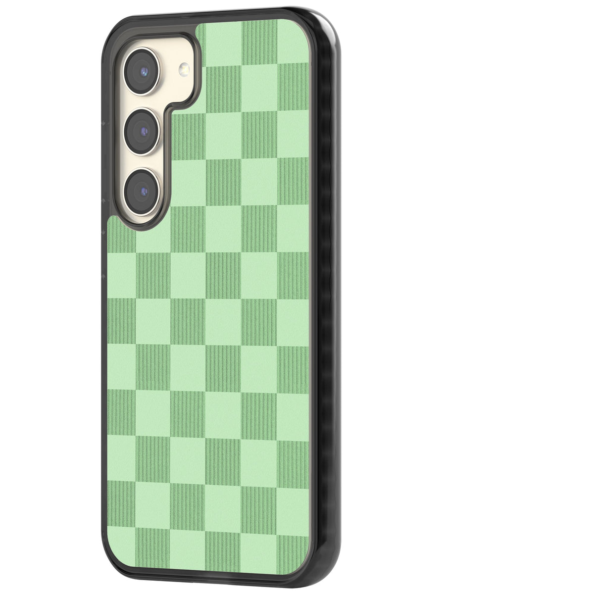 Seafoam Checkered Samsung S22 / Samsung S22 Plus / Samsung S23 / Samsung S23 Plus / Samsung S24 / Samsung S24 Plus Impact Black Phone Case side