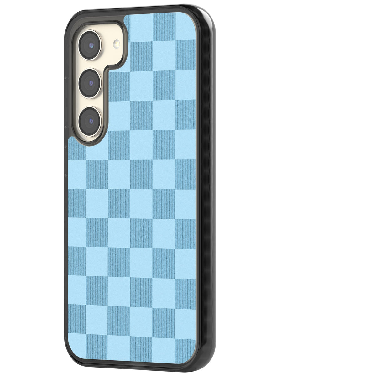 Skyblue Checkered Samsung S22 / Samsung S22 Plus / Samsung S23 / Samsung S23 Plus / Samsung S24 / Samsung S24 Plus Impact Black Phone Case side