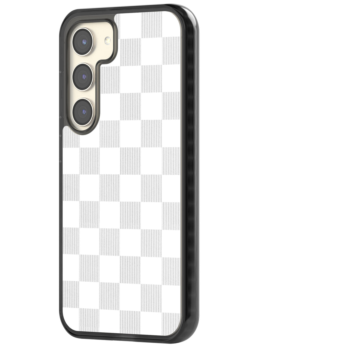 White Checkered Samsung S22 / Samsung S22 Plus / Samsung S23 / Samsung S23 Plus / Samsung S24 / Samsung S24 Plus Impact Black Phone Case side