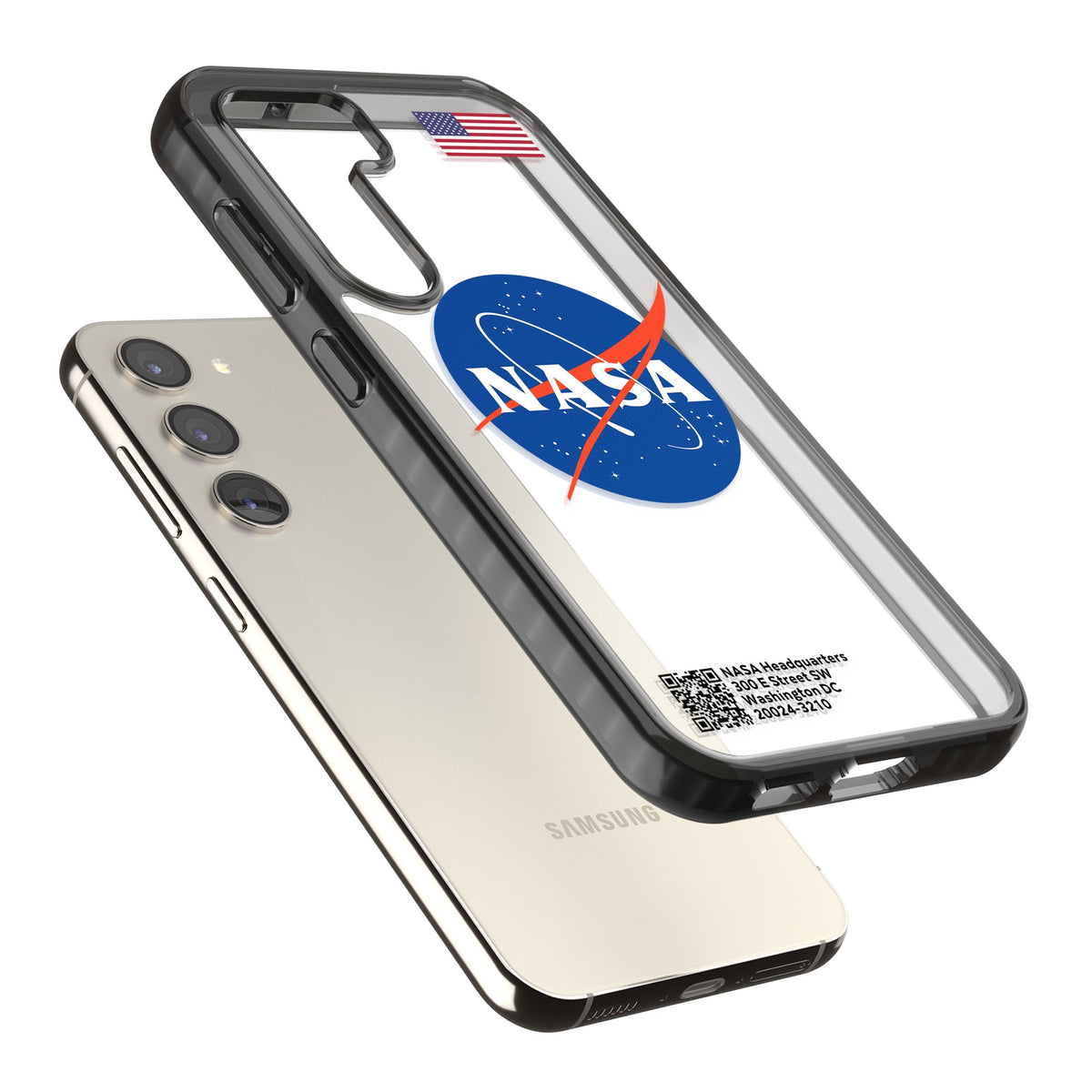 Nasa Meatball Samsung S22 / Samsung S22 Plus / Samsung S23 / Samsung S23 Plus / Samsung S24 / Samsung S24 Plus Impact Black Phone Case angled