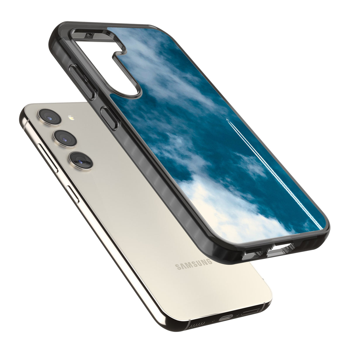 Sky Trail Samsung S22 / Samsung S22 Plus / Samsung S23 / Samsung S23 Plus / Samsung S24 / Samsung S24 Plus Impact Black Phone Case angled