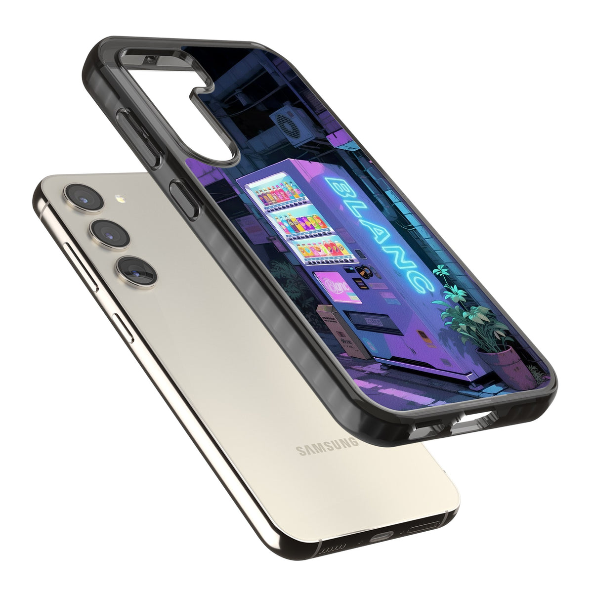 Shibuya Glow Samsung S22 / Samsung S22 Plus / Samsung S23 / Samsung S23 Plus / Samsung S24 / Samsung S24 Plus Impact Black Phone Case angled