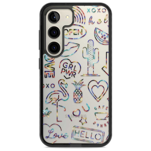 Funky nebula Neon Sign Phone Case Samsung S22 / Black Impact Case,Samsung S23 / Black Impact Case Blanc Space