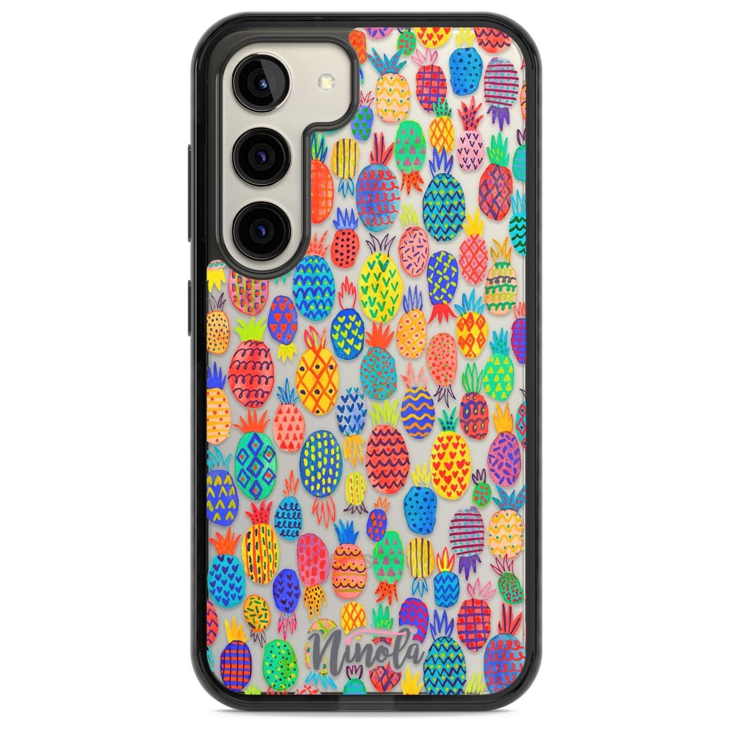 Cute Pineapples Phone Case Samsung S22 / Black Impact Case,Samsung S23 / Black Impact Case Blanc Space