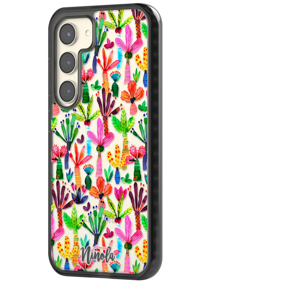 Tropical Botanical Samsung S22 / Samsung S22 Plus / Samsung S23 / Samsung S23 Plus / Samsung S24 / Samsung S24 Plus Impact Black Phone Case side