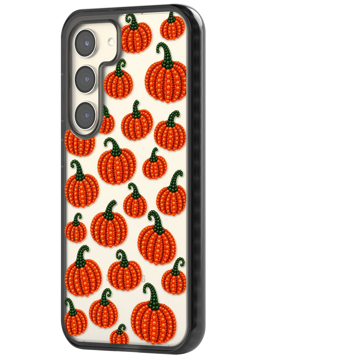 Beaded Pumpkins Samsung S22 / Samsung S22 Plus / Samsung S23 / Samsung S23 Plus / Samsung S24 / Samsung S24 Plus Impact Black Phone Case side