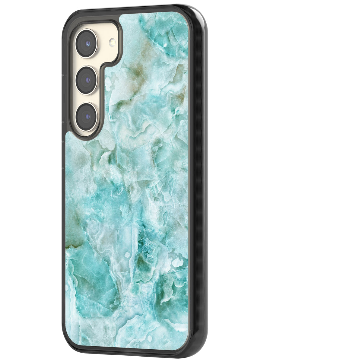 Aqua Onyx Marble Samsung S22 / Samsung S22 Plus / Samsung S23 / Samsung S23 Plus / Samsung S24 / Samsung S24 Plus Impact Black Phone Case side