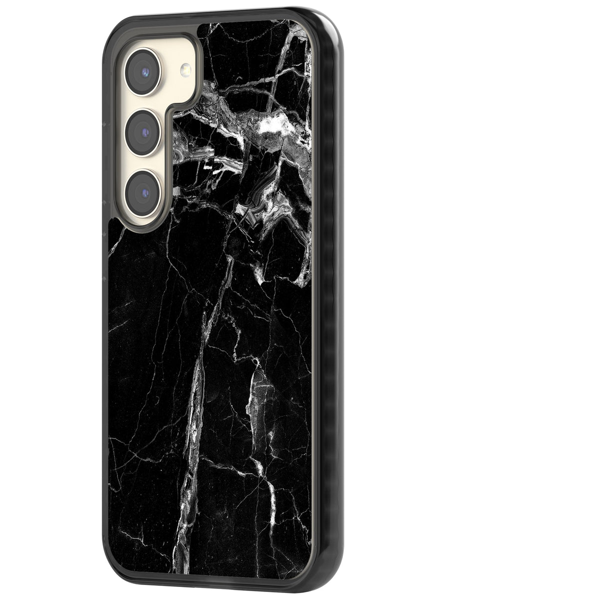 Black Onyx Marble Samsung S22 / Samsung S22 Plus / Samsung S23 / Samsung S23 Plus / Samsung S24 / Samsung S24 Plus Impact Black Phone Case side