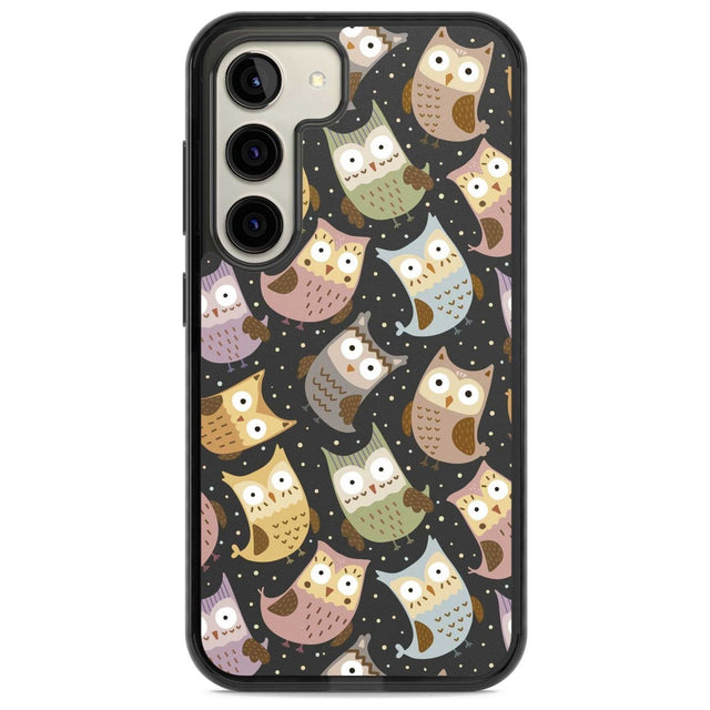 Cute Owl Pattern Phone Case Samsung S22 / Black Impact Case,Samsung S23 / Black Impact Case Blanc Space