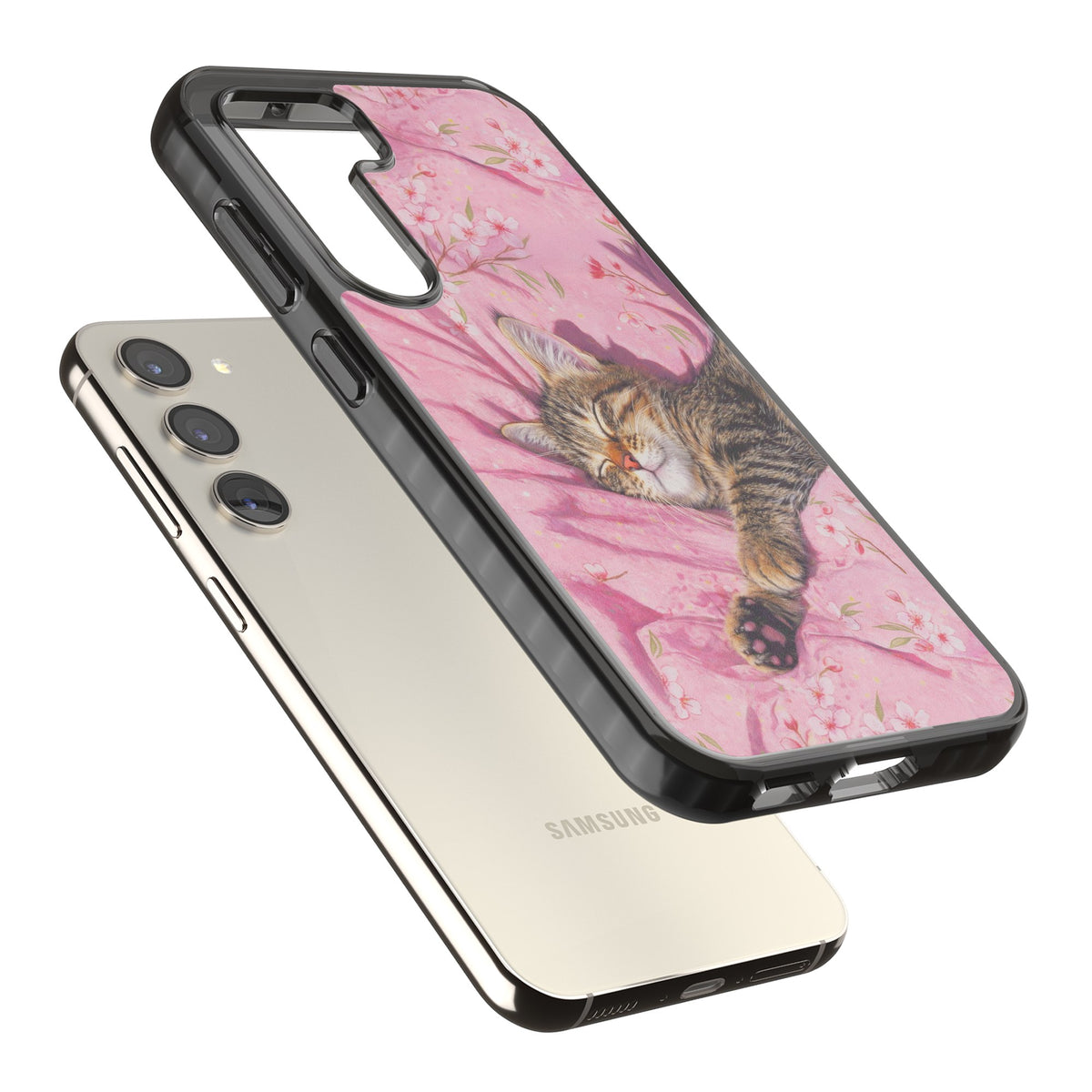 Kitten Dreams Samsung S22 / Samsung S22 Plus / Samsung S23 / Samsung S23 Plus / Samsung S24 / Samsung S24 Plus Impact Black Phone Case angled
