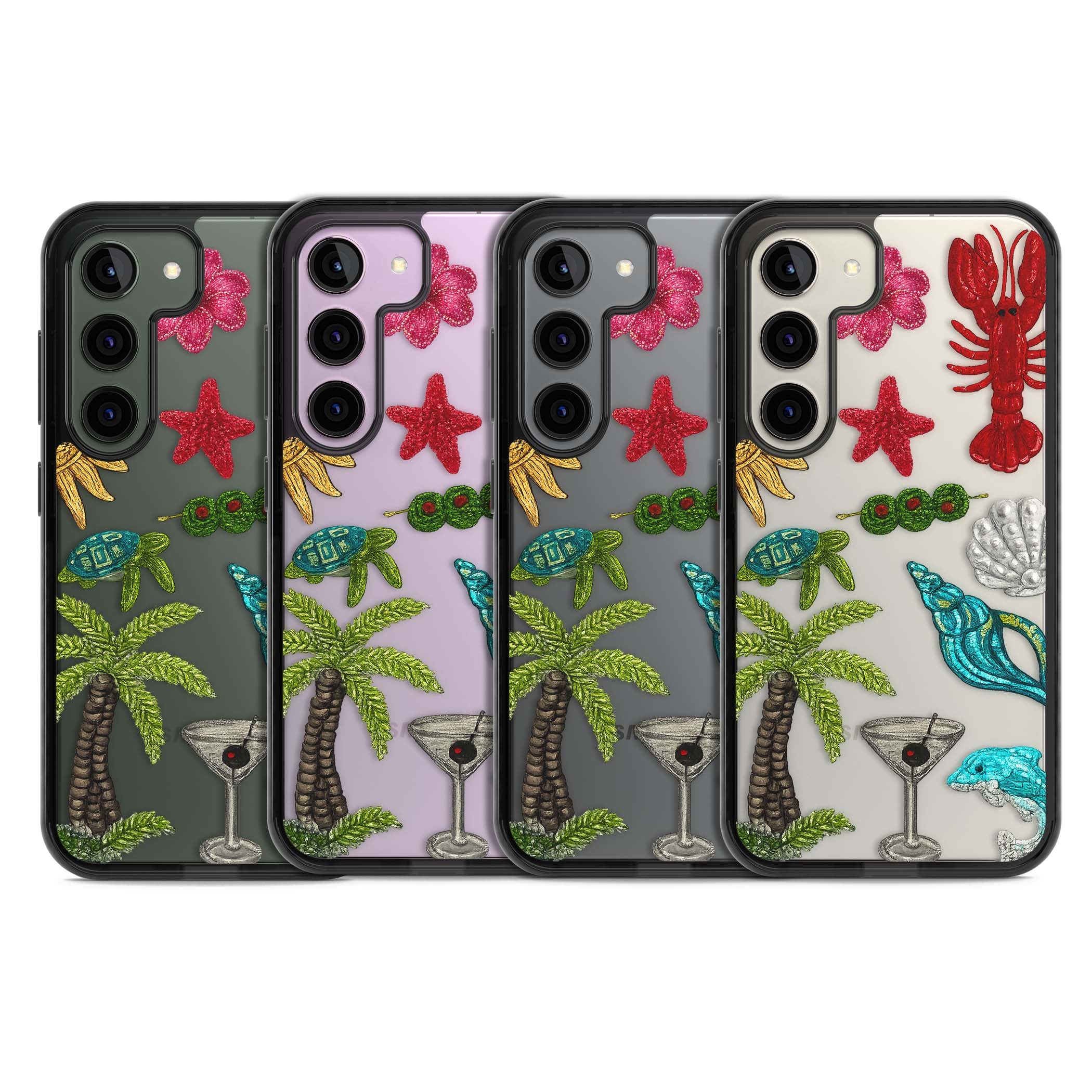 Painted Coastal Pattern coastal iPhone case | Black Impact case for Samsung Galaxy S24, Samsung Galaxy S23, Samsung Galaxy S22