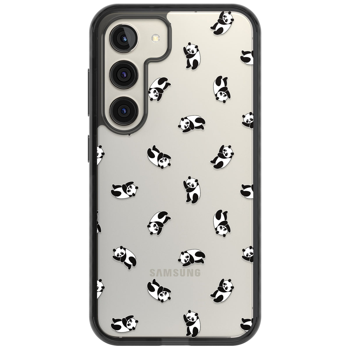 Tiny Panda Pattern Samsung S22 / Samsung S22 Plus / Samsung S23 / Samsung S23 Plus / Samsung S24 / Samsung S24 Plus Impact Black Phone Case front