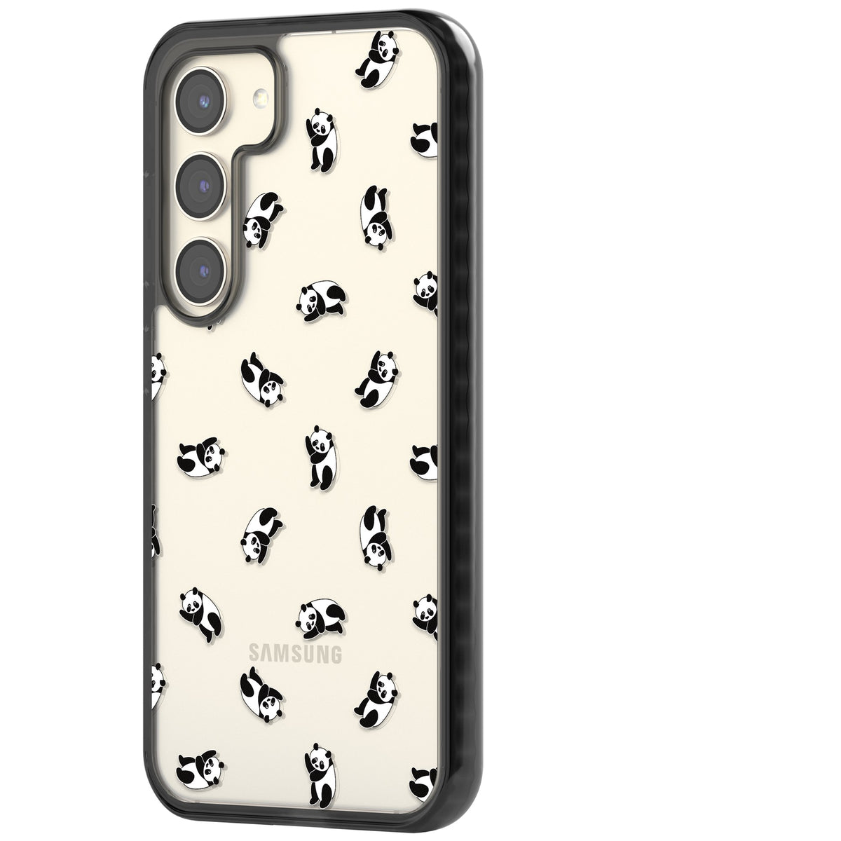 Tiny Panda Pattern Samsung S22 / Samsung S22 Plus / Samsung S23 / Samsung S23 Plus / Samsung S24 / Samsung S24 Plus Impact Black Phone Case side