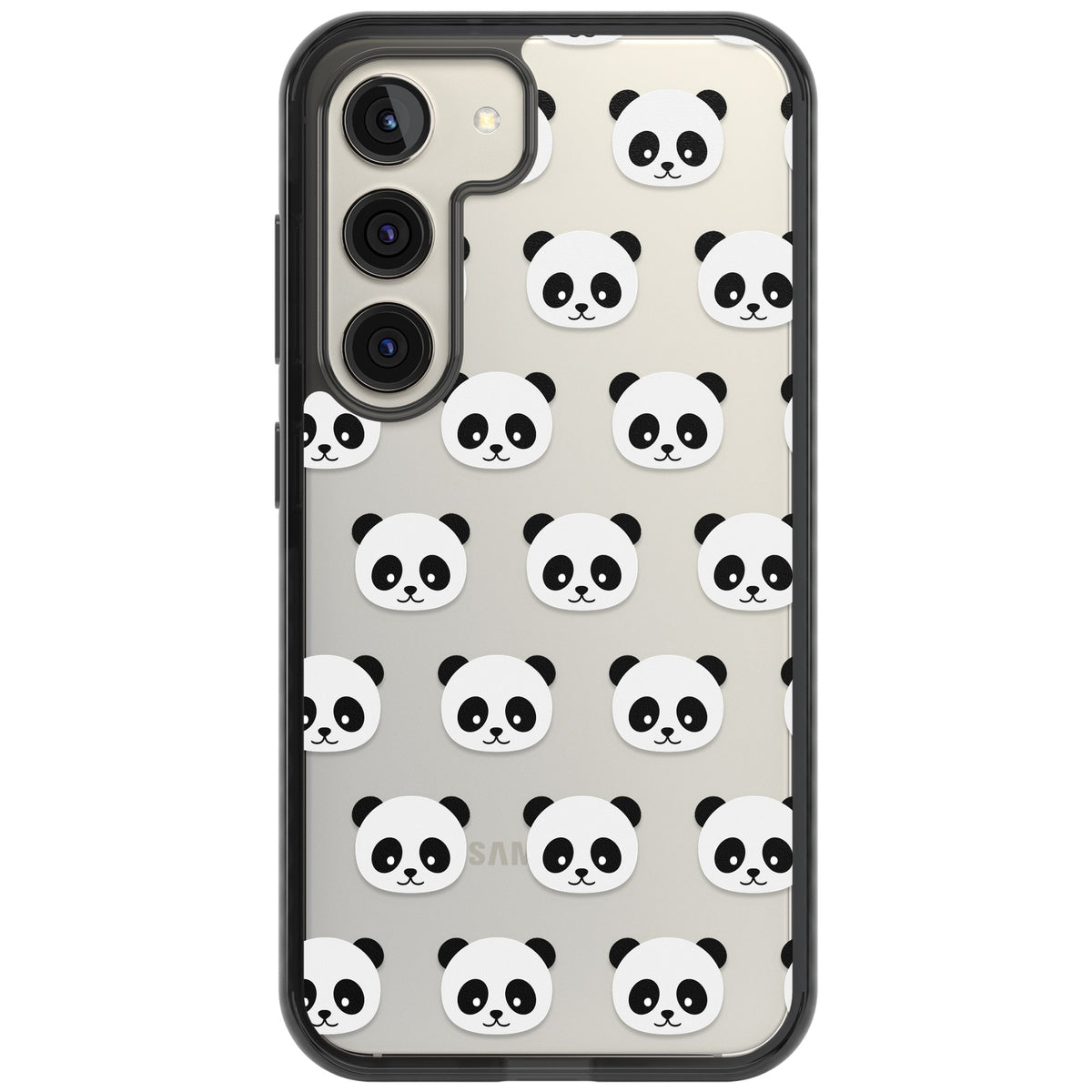 Panda Face Pattern Samsung S22 / Samsung S22 Plus / Samsung S23 / Samsung S23 Plus / Samsung S24 / Samsung S24 Plus Impact Black Phone Case front