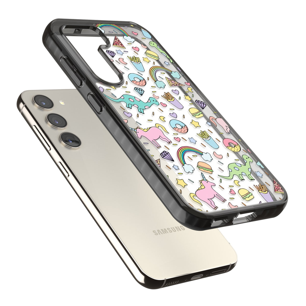 Bubblegum Fantasy Samsung S22 / Samsung S22 Plus / Samsung S23 / Samsung S23 Plus / Samsung S24 / Samsung S24 Plus Impact Black Phone Case angled