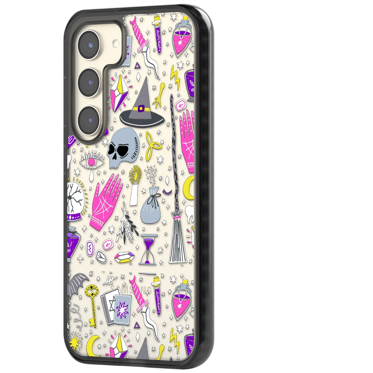 Black Magic Pattern Samsung S22 / Samsung S22 Plus / Samsung S23 / Samsung S23 Plus / Samsung S24 / Samsung S24 Plus Impact Black Phone Case side