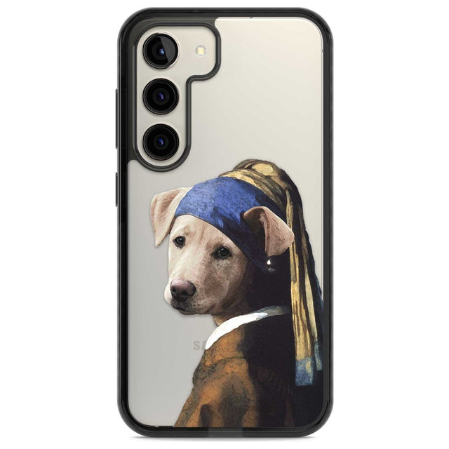 Doggo with a Pearl Earring Phone Case Samsung S22 / Black Impact Case,Samsung S23 / Black Impact Case Blanc Space