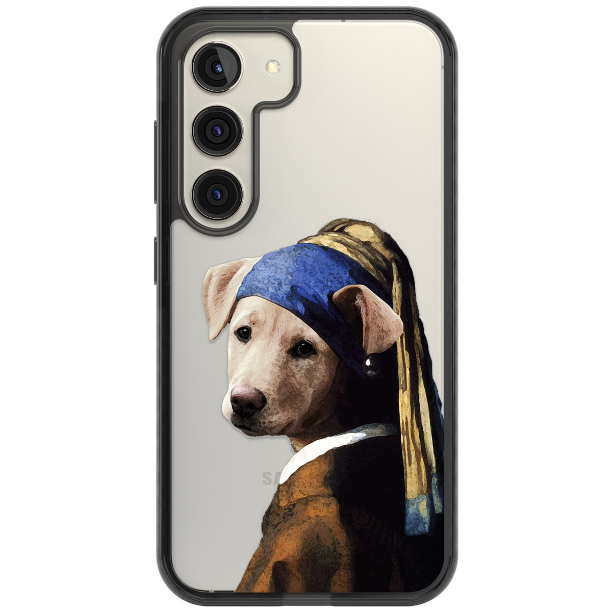 Doggo With A Pearl Earring Samsung S22 / Samsung S22 Plus / Samsung S23 / Samsung S23 Plus / Samsung S24 / Samsung S24 Plus Impact Black Phone Case front