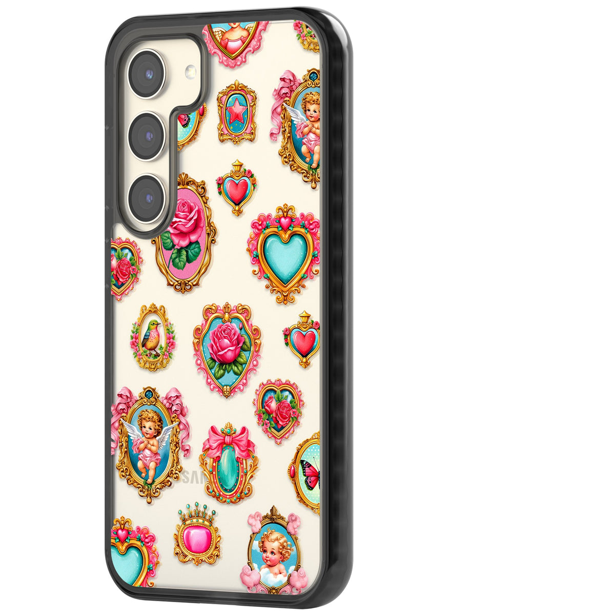 Angelcore Hearts Frames Samsung S22 / Samsung S22 Plus / Samsung S23 / Samsung S23 Plus / Samsung S24 / Samsung S24 Plus Impact Black Phone Case side