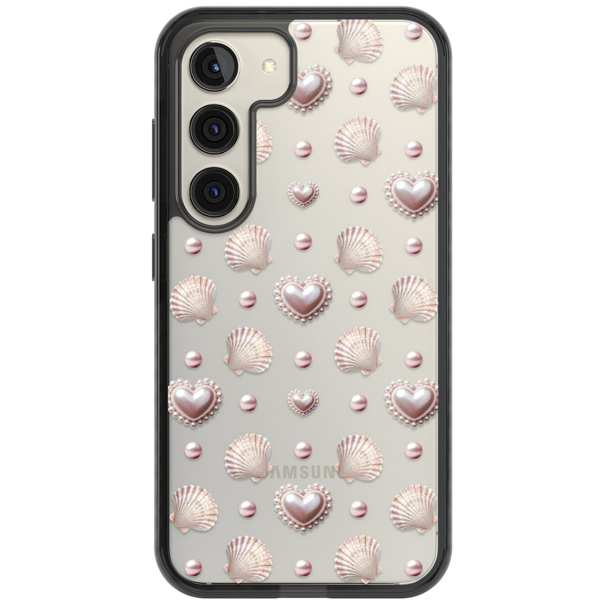Pearl Hearts Samsung S22 / Samsung S22 Plus / Samsung S23 / Samsung S23 Plus / Samsung S24 / Samsung S24 Plus Impact Black Phone Case front
