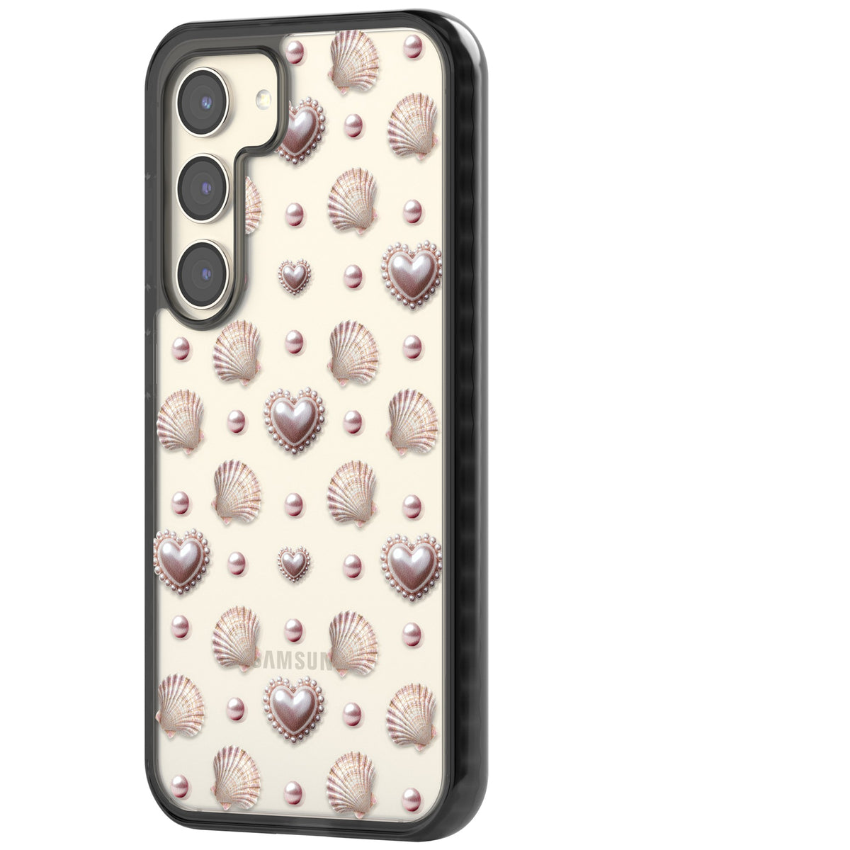 Pearl Hearts Samsung S22 / Samsung S22 Plus / Samsung S23 / Samsung S23 Plus / Samsung S24 / Samsung S24 Plus Impact Black Phone Case side