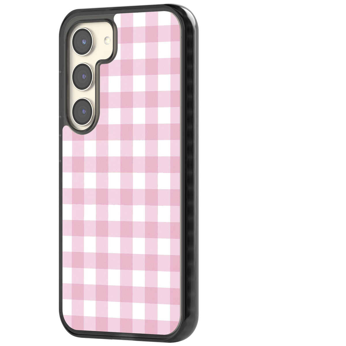 Pink Gingham Samsung S22 / Samsung S22 Plus / Samsung S23 / Samsung S23 Plus / Samsung S24 / Samsung S24 Plus Impact Black Phone Case side