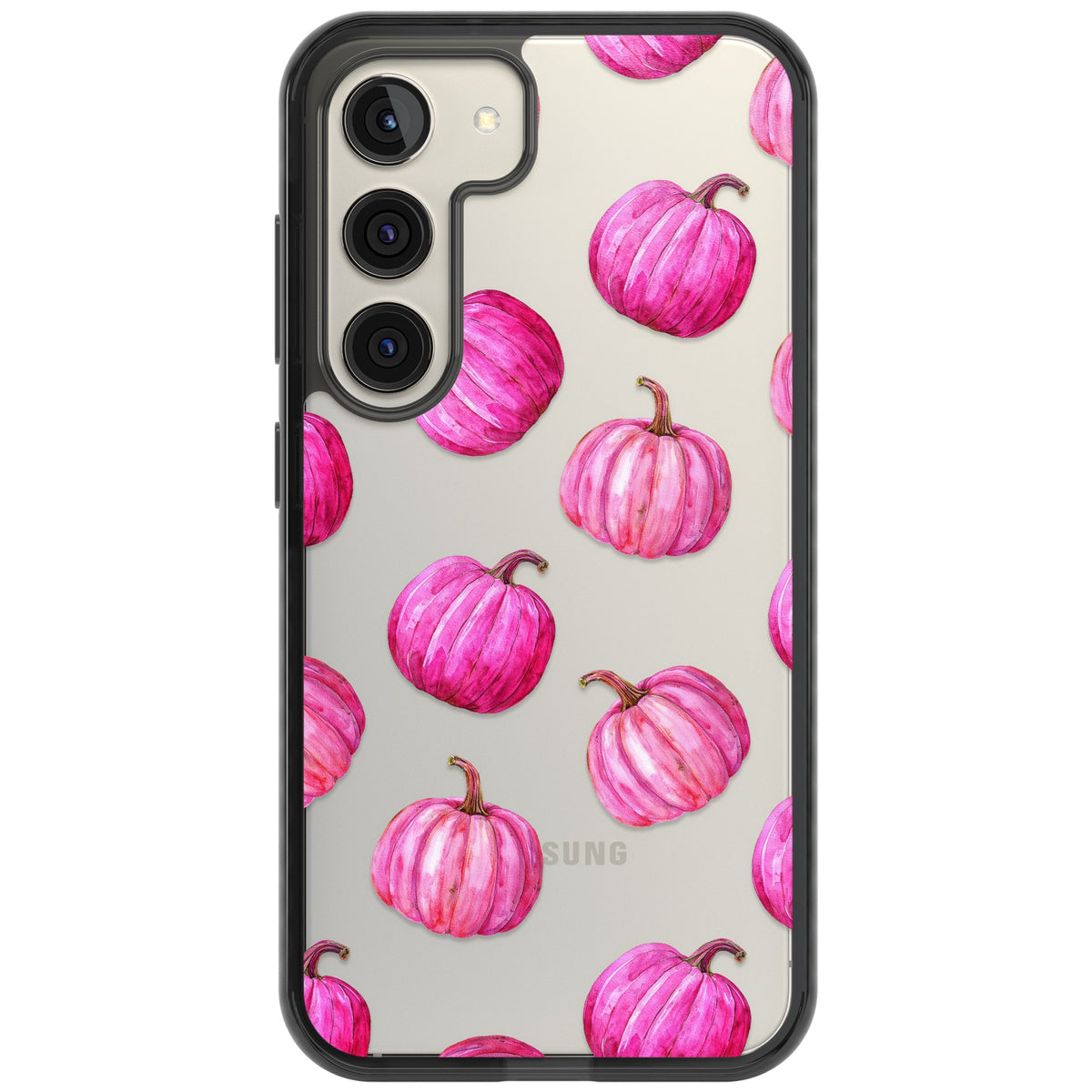 Pink Pumpkins Samsung S22 / Samsung S22 Plus / Samsung S23 / Samsung S23 Plus / Samsung S24 / Samsung S24 Plus Impact Black Phone Case front