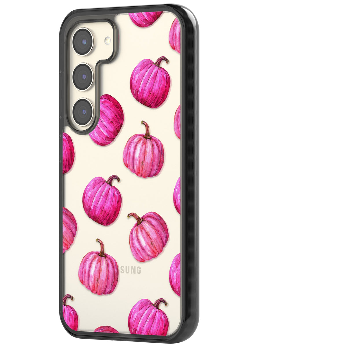 Pink Pumpkins Samsung S22 / Samsung S22 Plus / Samsung S23 / Samsung S23 Plus / Samsung S24 / Samsung S24 Plus Impact Black Phone Case side