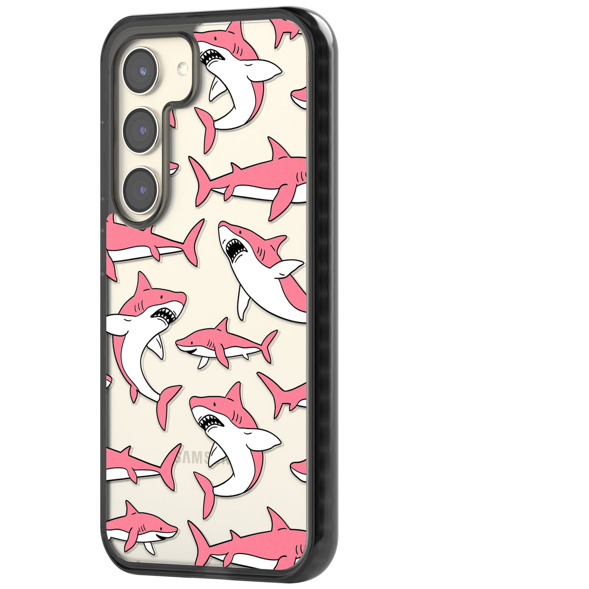 Bubblegum Sharks Samsung S22 / Samsung S22 Plus / Samsung S23 / Samsung S23 Plus / Samsung S24 / Samsung S24 Plus Impact Black Phone Case side