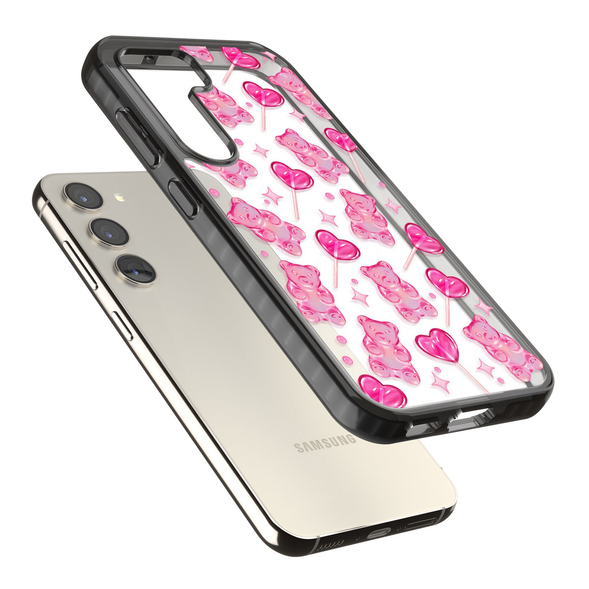 Pink Sugar Samsung S22 / Samsung S22 Plus / Samsung S23 / Samsung S23 Plus / Samsung S24 / Samsung S24 Plus Impact Black Phone Case angled