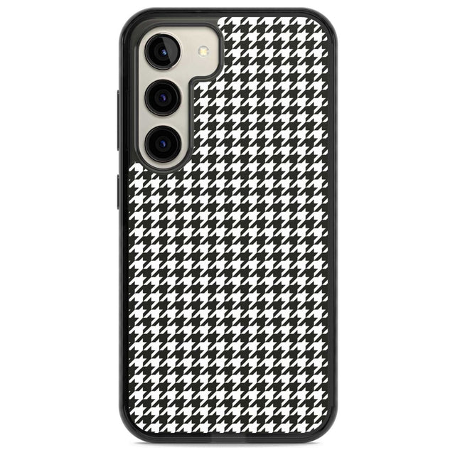 Chic Houndstooth Check Phone Case Samsung S22 / Black Impact Case,Samsung S23 / Black Impact Case Blanc Space
