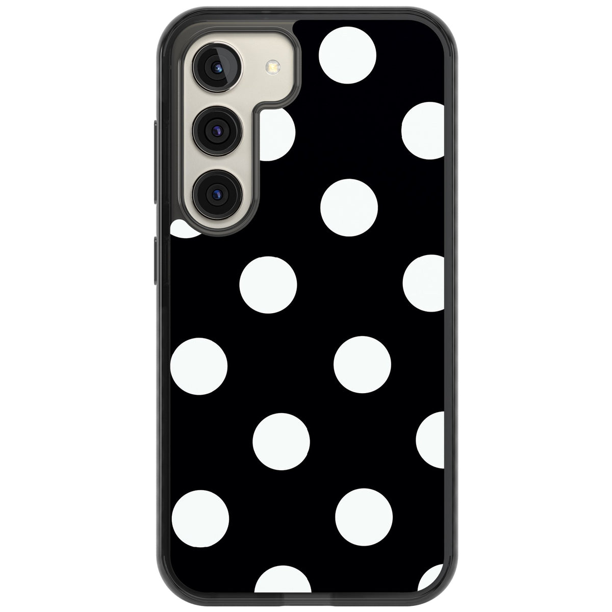 Chic Black Polka Dot Samsung S22 / Samsung S22 Plus / Samsung S23 / Samsung S23 Plus / Samsung S24 / Samsung S24 Plus Impact Black Phone Case front