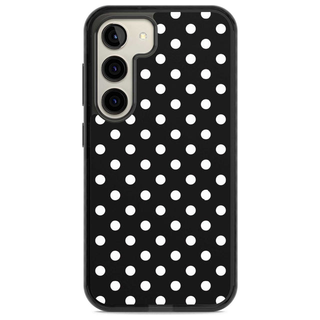 Designer Chic Black Polka Dot Phone Case Samsung S22 / Black Impact Case,Samsung S23 / Black Impact Case Blanc Space