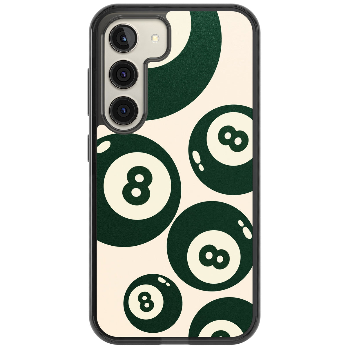 Green Eight Balls Samsung S22 / Samsung S22 Plus / Samsung S23 / Samsung S23 Plus / Samsung S24 / Samsung S24 Plus Impact Black Phone Case front