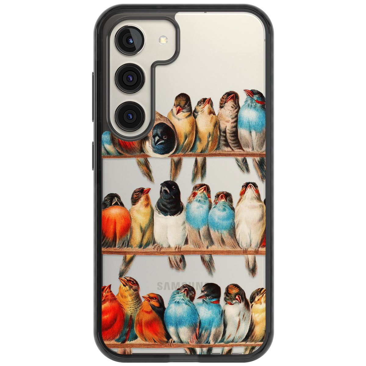 A Perch Of Birds Samsung S22 / Samsung S22 Plus / Samsung S23 / Samsung S23 Plus / Samsung S24 / Samsung S24 Plus Impact Black Phone Case front