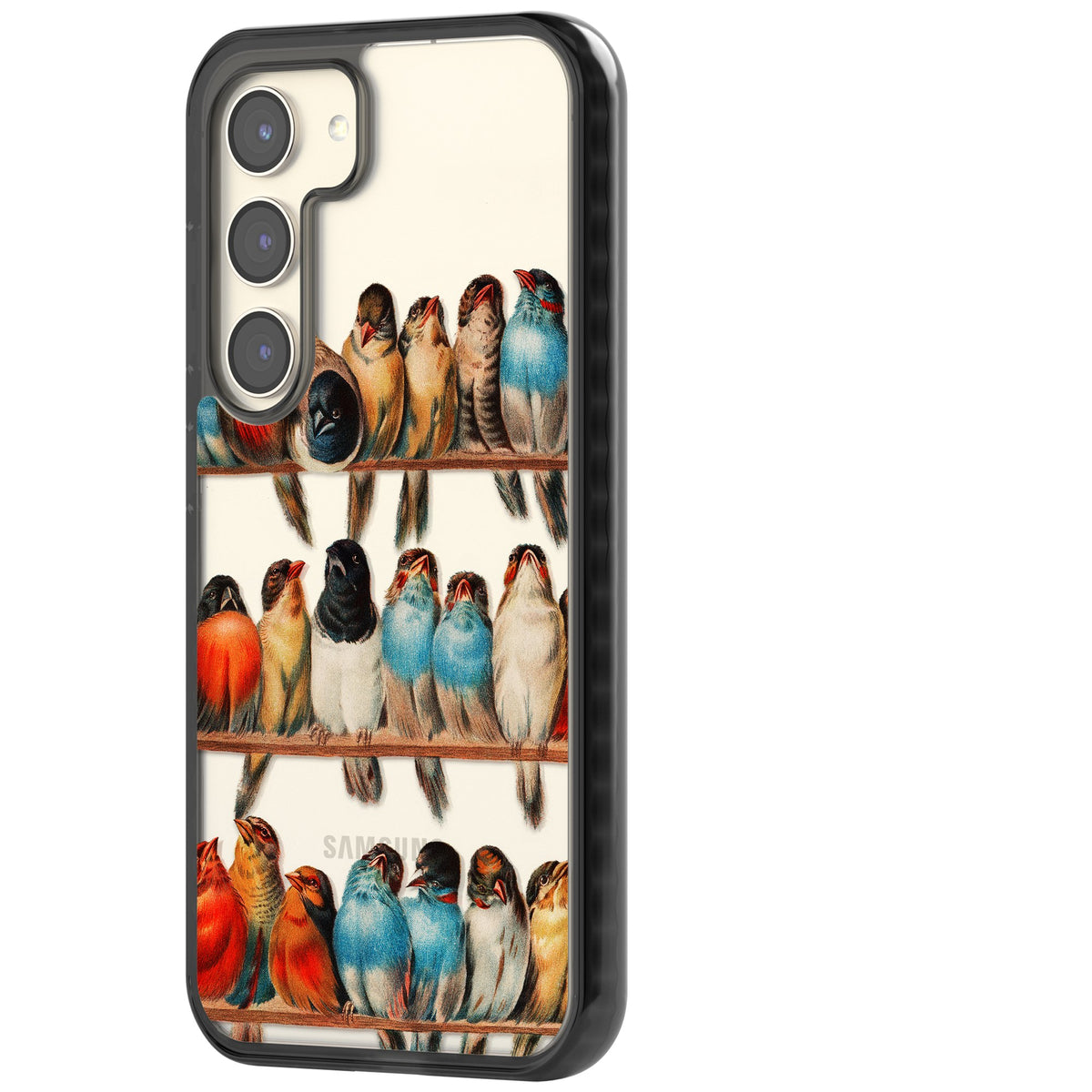 A Perch Of Birds Samsung S22 / Samsung S22 Plus / Samsung S23 / Samsung S23 Plus / Samsung S24 / Samsung S24 Plus Impact Black Phone Case side