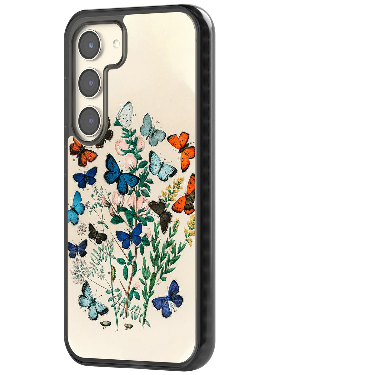 European Butterflies Samsung S22 / Samsung S22 Plus / Samsung S23 / Samsung S23 Plus / Samsung S24 / Samsung S24 Plus Impact Black Phone Case side