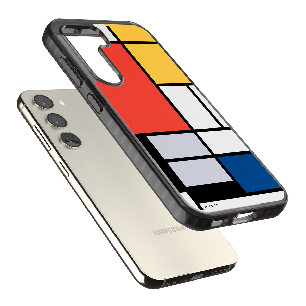 Piet Mondrian's Composition Samsung S22 / Samsung S22 Plus / Samsung S23 / Samsung S23 Plus / Samsung S24 / Samsung S24 Plus Impact Black Phone Case angled