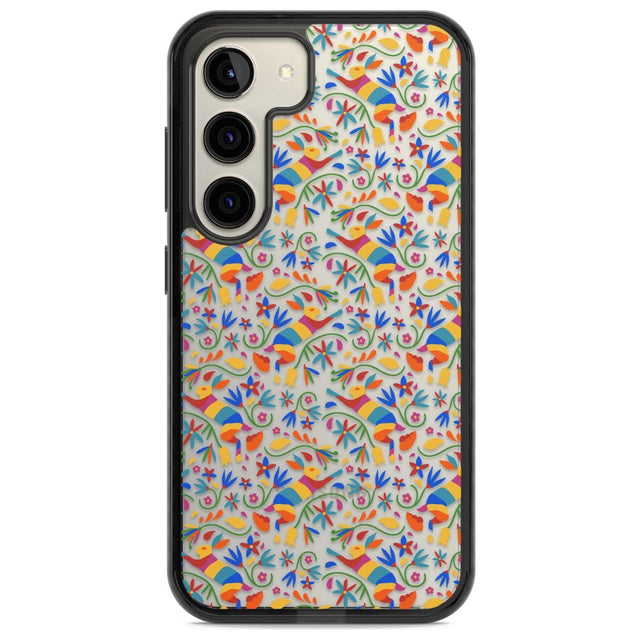 Floral Rabbit Pattern in Rainbow Phone Case Samsung S22 / Black Impact Case,Samsung S23 / Black Impact Case Blanc Space
