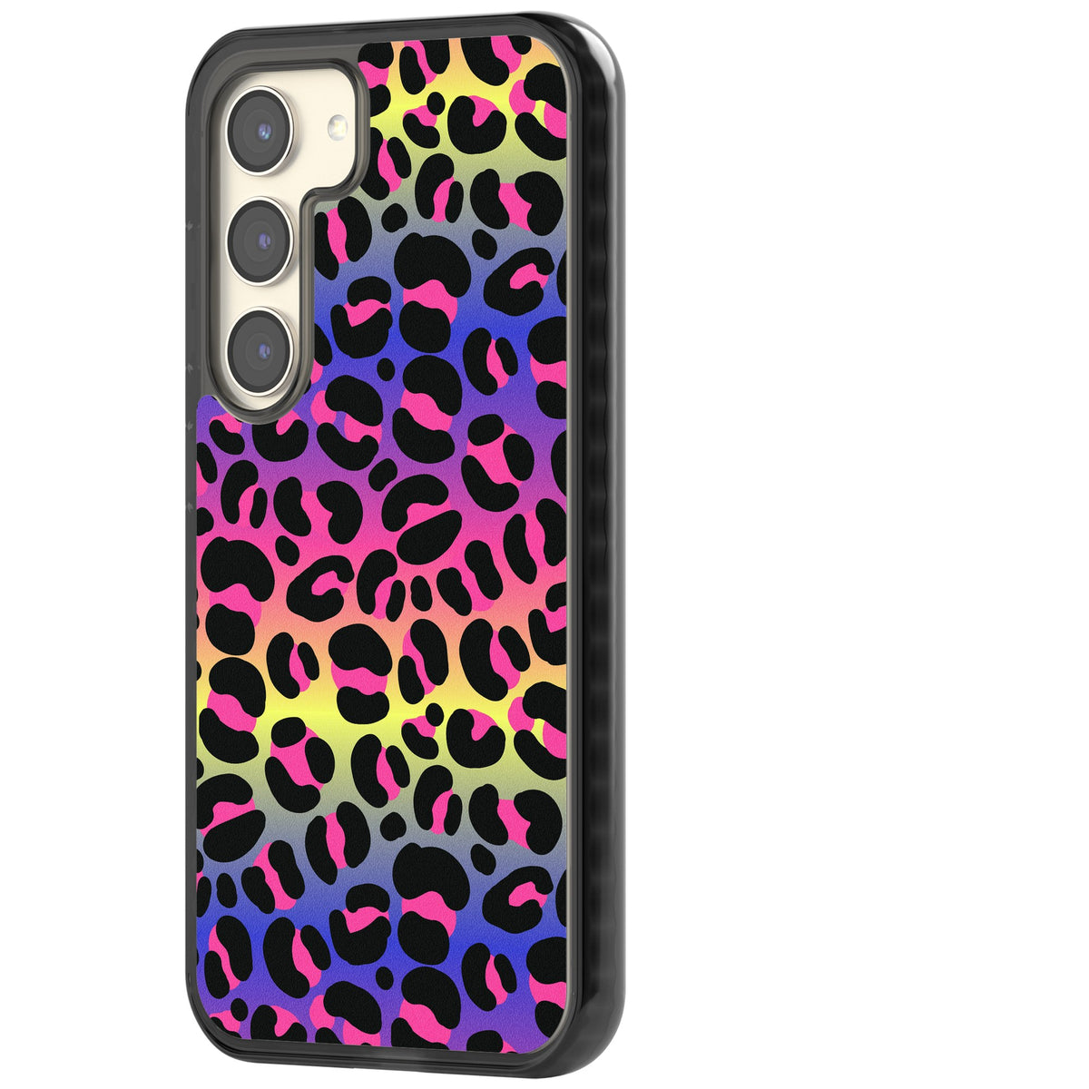 Rainbow Gradient Leopard Samsung S22 / Samsung S22 Plus / Samsung S23 / Samsung S23 Plus / Samsung S24 / Samsung S24 Plus Impact Black Phone Case side