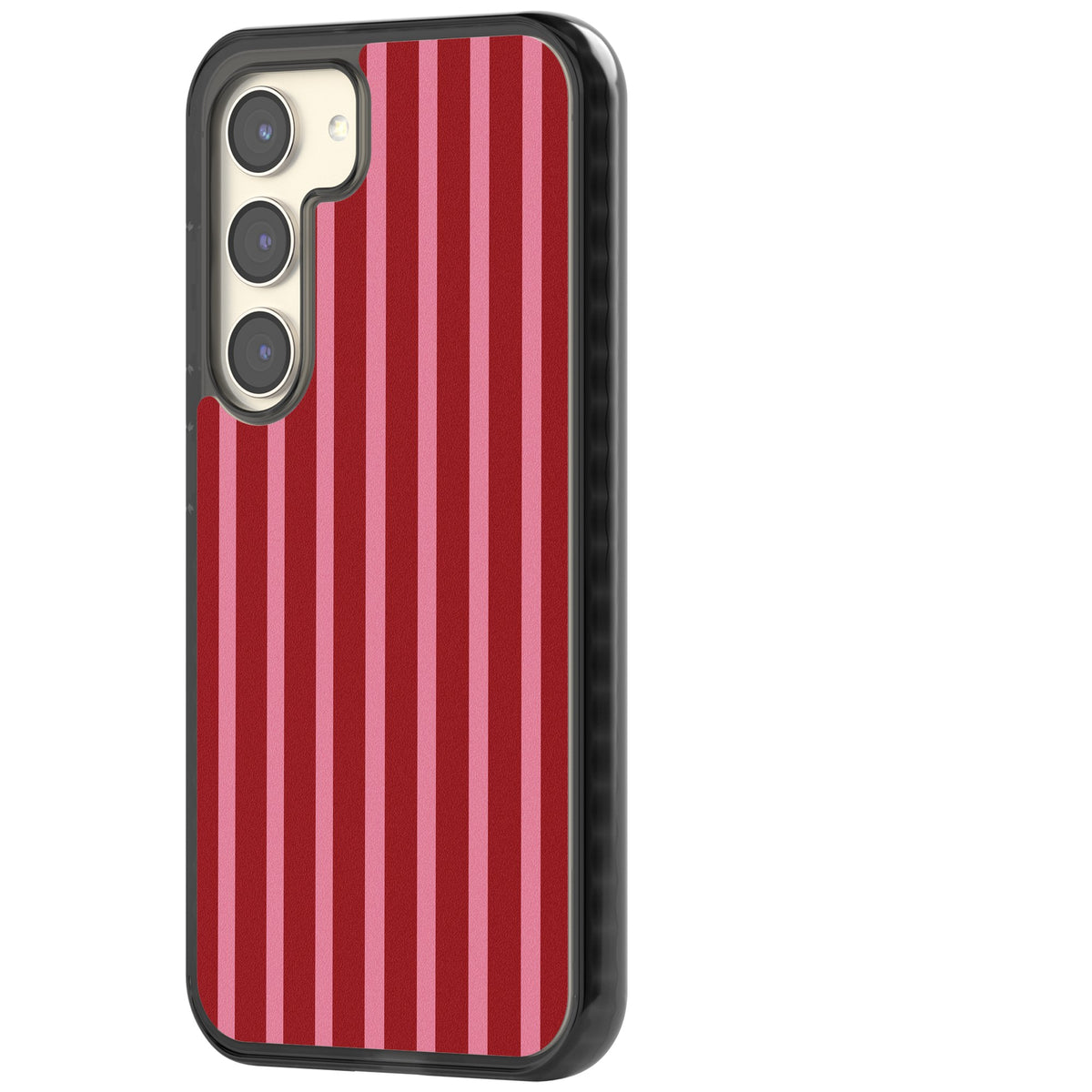 Raspberry Stripe Samsung S22 / Samsung S22 Plus / Samsung S23 / Samsung S23 Plus / Samsung S24 / Samsung S24 Plus Impact Black Phone Case side