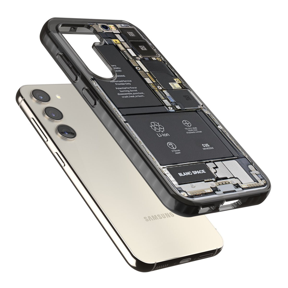 Circuit Board Samsung S22 / Samsung S22 Plus / Samsung S23 / Samsung S23 Plus / Samsung S24 / Samsung S24 Plus Impact Black Phone Case angled