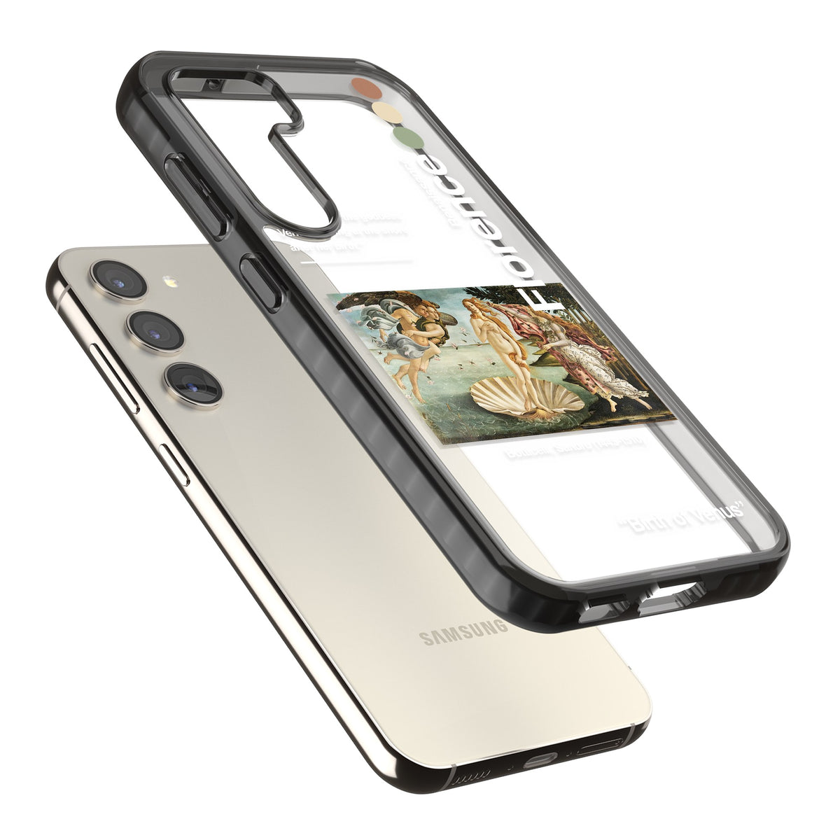 Birth Of Venus Samsung S22 / Samsung S22 Plus / Samsung S23 / Samsung S23 Plus / Samsung S24 / Samsung S24 Plus Impact Black Phone Case angled