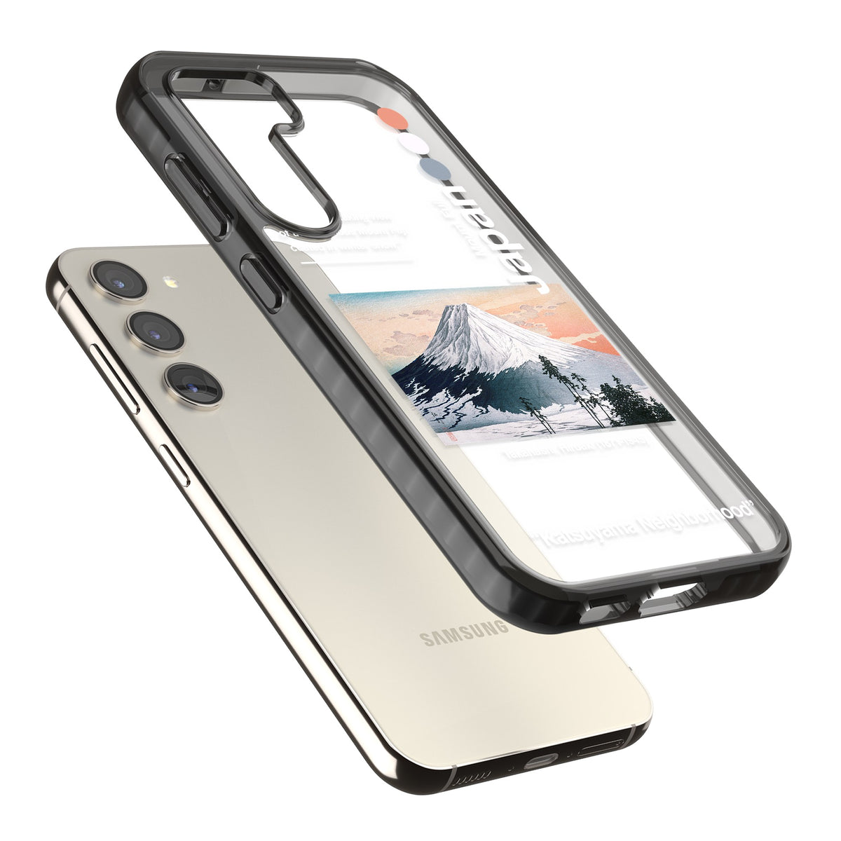 Katsuyama Neighborhood Samsung S22 / Samsung S22 Plus / Samsung S23 / Samsung S23 Plus / Samsung S24 / Samsung S24 Plus Impact Black Phone Case angled
