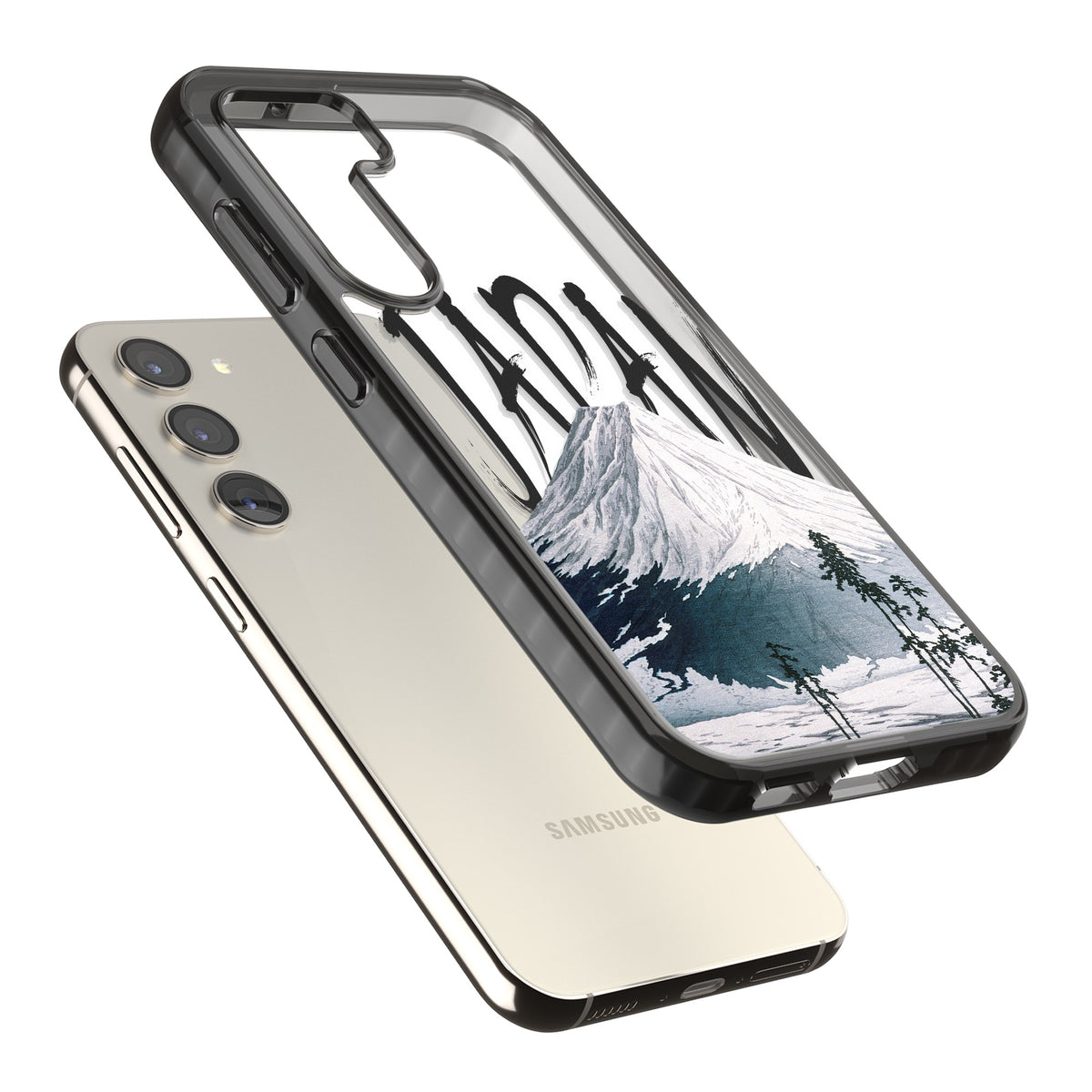 Mount Fuji Cutout Samsung S22 / Samsung S22 Plus / Samsung S23 / Samsung S23 Plus / Samsung S24 / Samsung S24 Plus Impact Black Phone Case angled