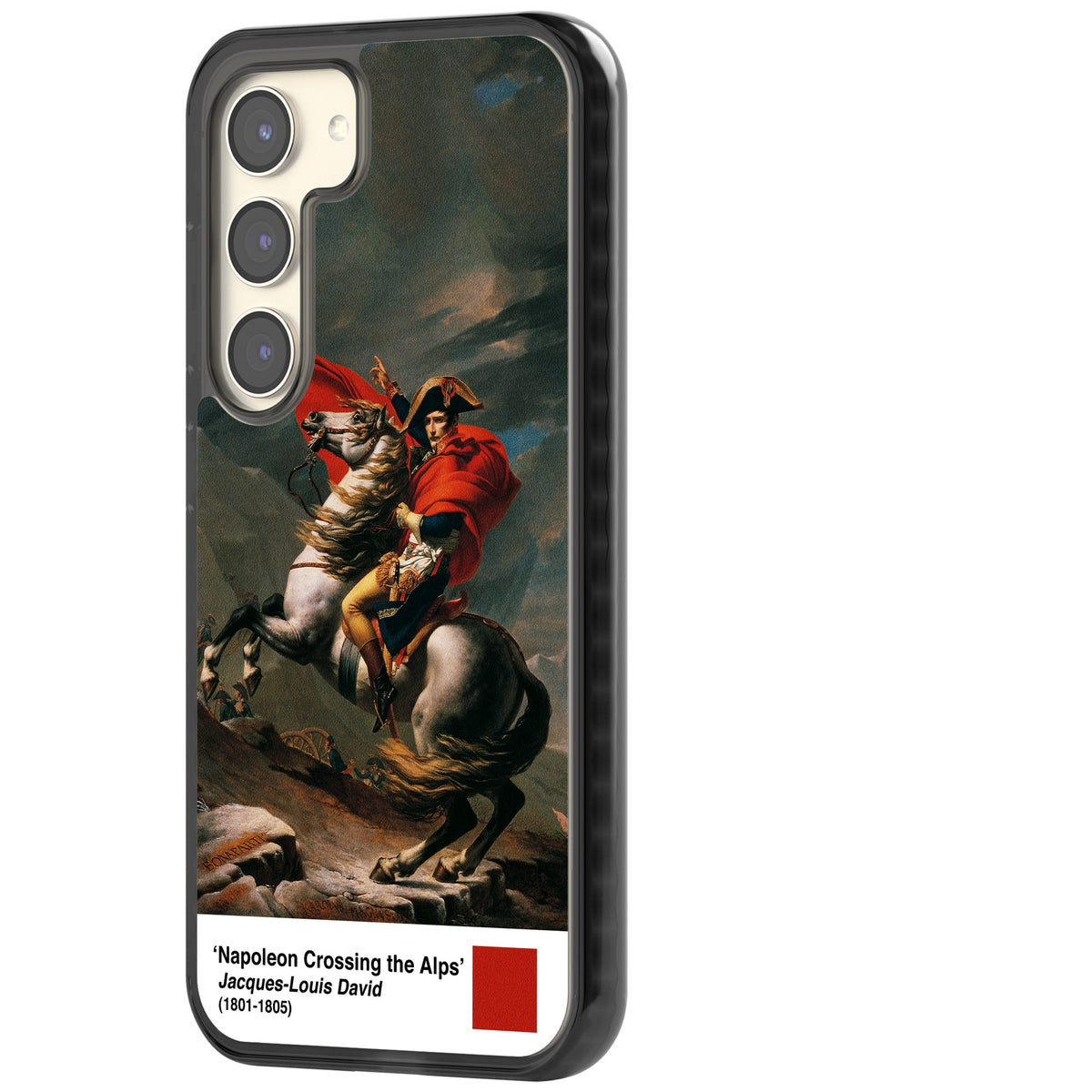Napoleon Crossing The Alps Samsung S22 / Samsung S22 Plus / Samsung S23 / Samsung S23 Plus / Samsung S24 / Samsung S24 Plus Impact Black Phone Case side