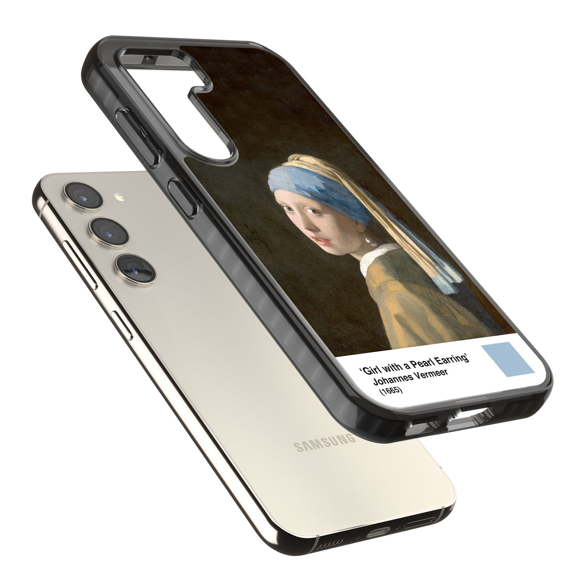 Girl With A Pearl Earring Samsung S22 / Samsung S22 Plus / Samsung S23 / Samsung S23 Plus / Samsung S24 / Samsung S24 Plus Impact Black Phone Case angled